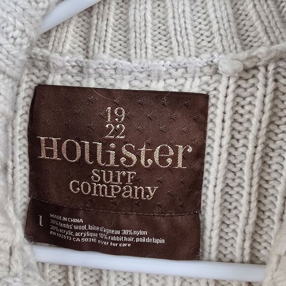 Hollister Womens Cream Cable Knit Button Front Cardigan With Collar Size L - Picture 3 of 5